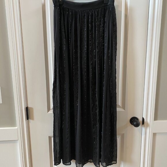 Bebe Black Sheer Maxi Skirt w Sequin Detailing Throughout Size 10 - Picture 6 of 9
